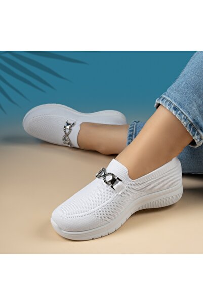Modlet.ro Women's white espadrilles with decorative accessory EMA1