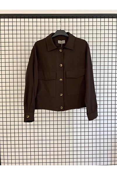 Armine Shirt Collar Buttoned Pocketed Jacket