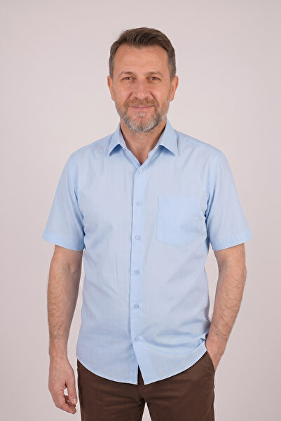 nacar çarşı Men's Ice Blue Classic Cut Short Sleeve Shirt