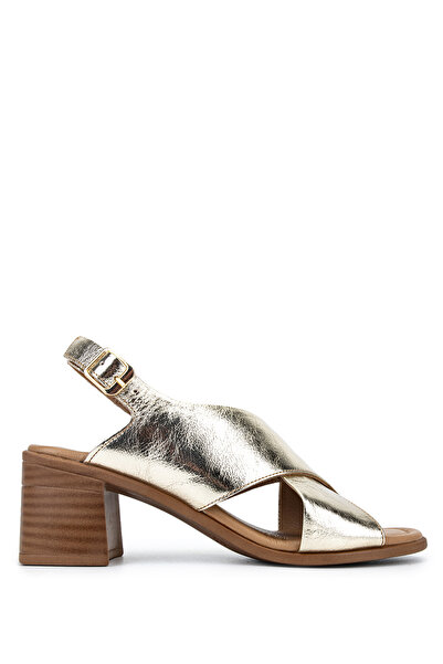 Tamer Tanca Women's Genuine Leather Gold Heeled Shoes
