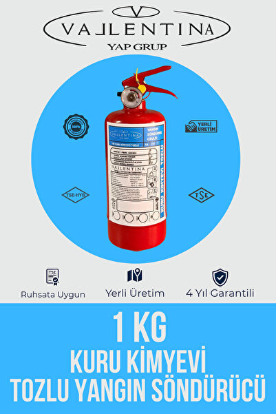 VALLENTİNA 1 KG YANGIN SÖNDÜRME CİHAZI TSE-HYB/CE BELGELİ 4 YIL GARANTİLİ (TÜ...