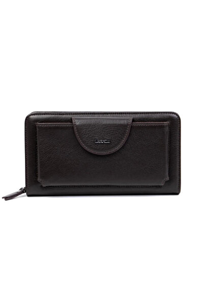 Grande 2737 Genuine Leather Wallet with Phone Compartment, Zipper, Multiple C...