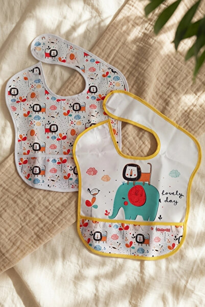 Babydonat مريلة طعام أطفال كلاسيكية بتصميم سفاري مكونة من قطعتين مقاومة للماء...