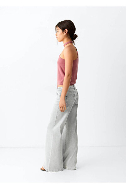Mango Teen Düşük bel wide leg jean pantolon