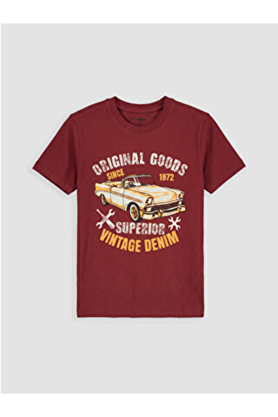LC Waikiki New Season Red Crew Neck Printed Boys' T-Shirt