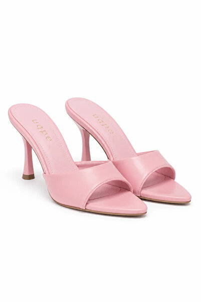 uqpe Lumia Single Strap Pointed Toe Goblet Heeled Slippers - Pink Patent Leather