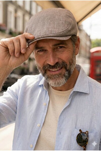 Hat Town London Model Linen Cap - Standard Size with Elastic Back