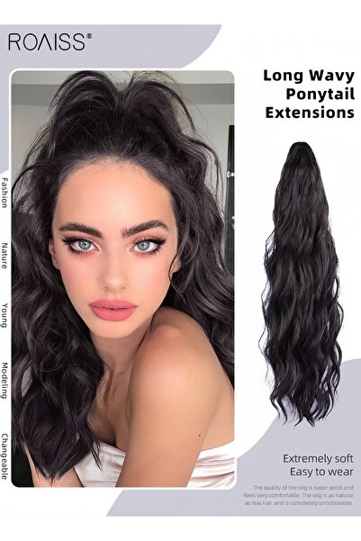 ROAISS Long Wavy Ponytail Extensions Mini Claw Clip Natural Ponytail Wig Hair...