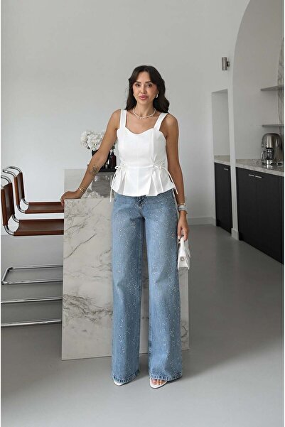 Havoş Blue Scattered Stone Wide Leg Jeans