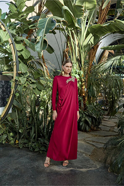JAMİLATASARİM Jamila Sarah Crepe Satin Lunaria Simple Stylish Dress