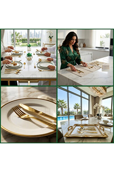 SOBHYS Cutlery Set 16-Piece (4x4) – Stainless Steel Flatware, Heavy & Thick, Luxury Dining Set – Gold