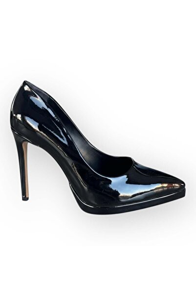 Hayati Arman Women's Front Platform High Heeled Shoes Black Patent Leather