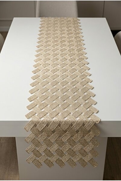 cacao home Fransız Dantelli Örme Tek Runner Masa Örtüsü 35x110 Cm Masaörtüsü