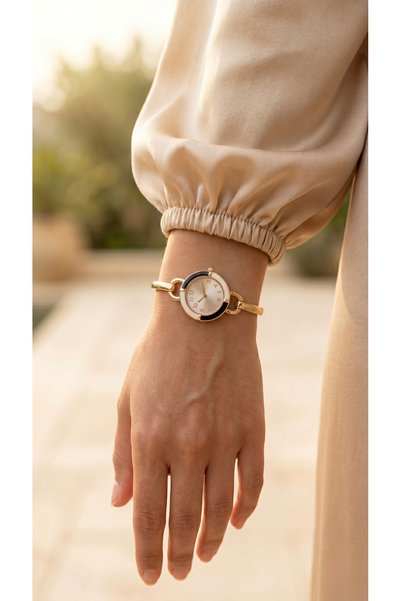 KLISHE Luxury Women's Steel Watch Gold Color & Black - White Dial Special Design Case & Leather Luxury Boxed Elegant Stylish Women's Wristwatch |   Limited Edition 2026