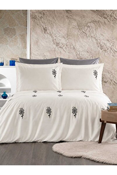 İK TEKSTİL Clover Punch Embroidered 6 Piece 100% Cotton Double Duvet Cover Set