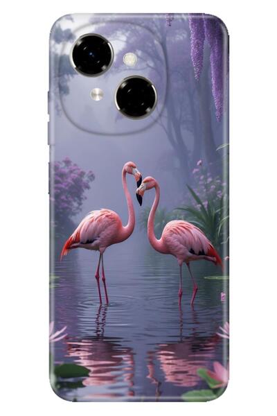 TECNO Spark Go 1 Kılıf Flamingo Aşk Temalı Desenli Darbe Emici Silikon
