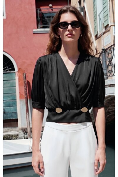Seda BiliciBoutique Short-Sleeved Satin Blouse