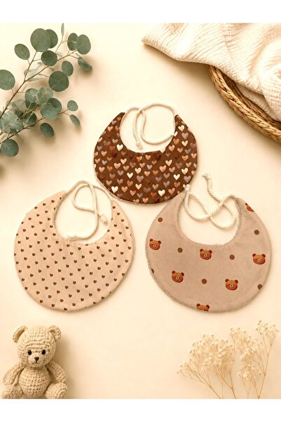 LUMİBABY BUTİK 100% Cotton Double-Layer Digital Print, Towel Bib Set