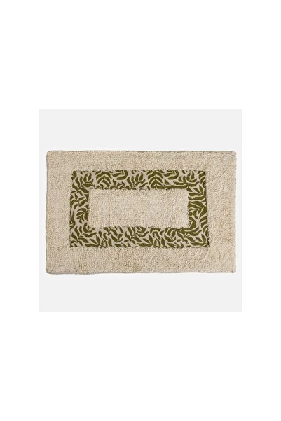 OEM Covoraș baie Bumbac, Bej, model tropical decorativ, 60x40cm, moale și abs...