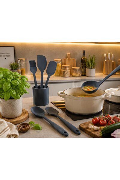 GM 5 Parça Silikon Mutfak Gereçleri Seti – Spatula, Kaşık ve Yağlama Fırçası ...