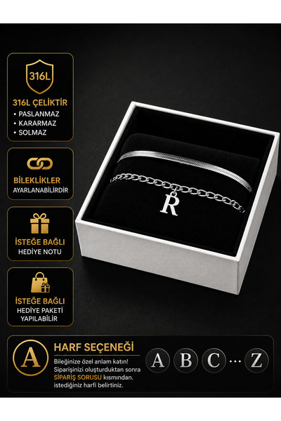 PURE BERRY Lover's Pair Bracelet with Initials (Specify the Letter)