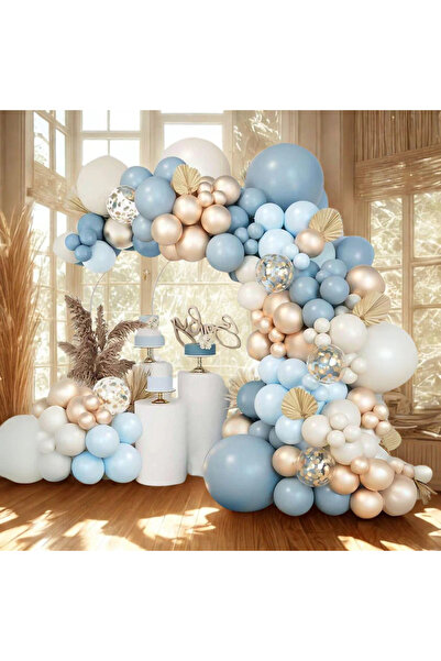 MP Mirific Party Top Bottom Set of 215 balloons, elegant baby blue cream arch...