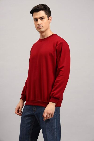 styleville.in Men's Cotton and Wool Sweatshirt - Modern Crew Neck Pullover wi...