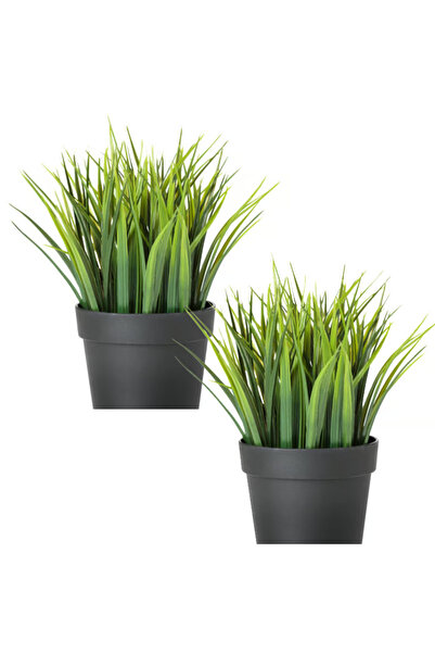 FEJKA Artificial Plant in a 2-Piece Container, Indoor/Outdoor Grass, 9 cm