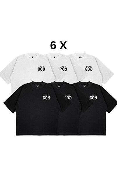 PURE EFFECT (6 ΤΕΜΑΧΙΑ) Μπλουζάκι Unisex Oversize Λευκό Μαύρο με Μικτό Τύπωμα...