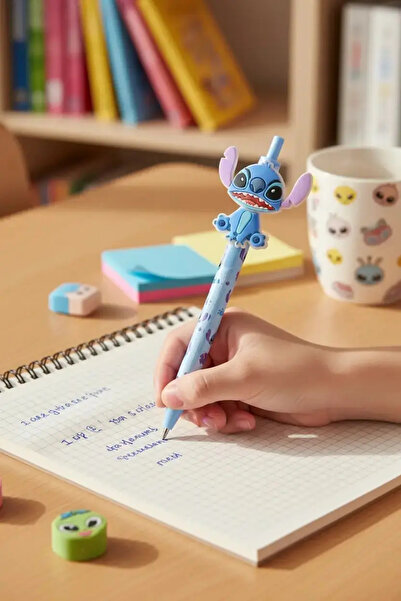 Miniso مجموعة أقلام حبر جاف مرخصة من ديزني بتصميم ليلو وستيتش - مع حامل مكتبي...