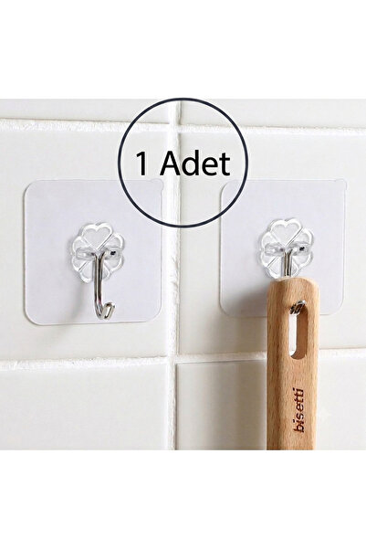 diğer1234 Şeffaf Yapışkan Askı Duvar Banyo Mutfak Dolap Havlu Askısı 1 Adet