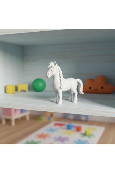 OEM Figurină Cal cu Coamă Împletită Decor Jucărie Mică Plastic 15 mm