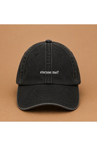 WeavedCo قبعة مطرزة قابلة للغسل بتصميم عتيق (Excuse Me - Pardon)