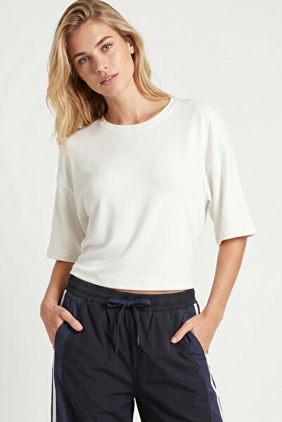 Lovelyİstanbul Yarasa Kollu Basic Modal T-shirt LUB0357 EKRU