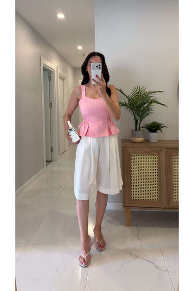 BİRCANÇİL Floksy White Midi Length Trousers