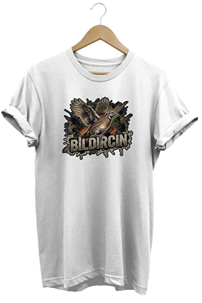 WİDİ Quail Graphic Printed Crew Neck Cotton Hunter Nature T-Shirt