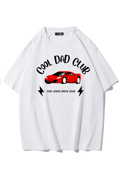 BRZ COLLECTION Unisex Oversize Cool Dad Club T-Shirt (White)