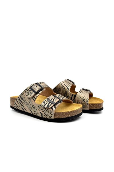 PLAKTON Δερμάτινα Γυναικεία Σανδάλια 180010 Estampado Vison