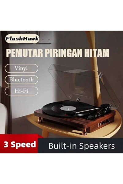 COOLHAWK مشغل أسطوانات - مشغل أسطوانات فينيل لاسلكي مع سماعات مدمجة، سماعات ب...