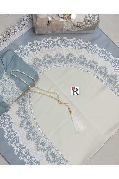Gerenic Luxurious Prayer Set with Soft Lace |   Elegant Prayer Rug and Prayer...