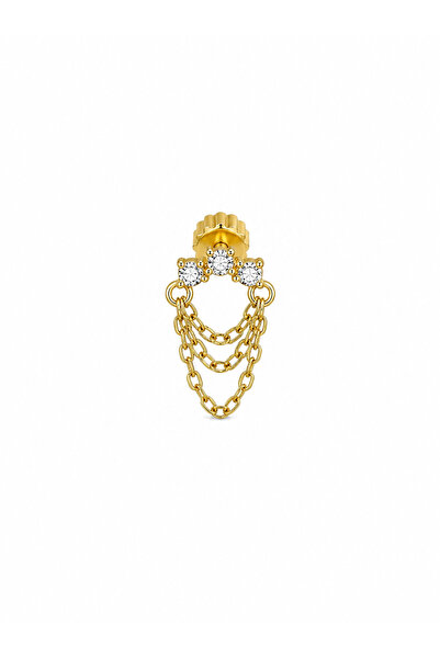Sade Accessory Üç Taşlı Zincir Sallantılı Piercing