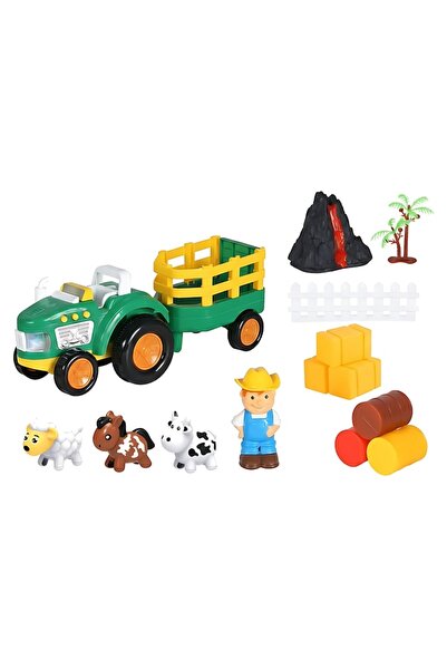 ANGMAD Set Mini Fermă pentru Copii cu Tractor Muzical și Lumini, Fermier, Animale și Accesorii, Jucărie Interactivă, Multicolor