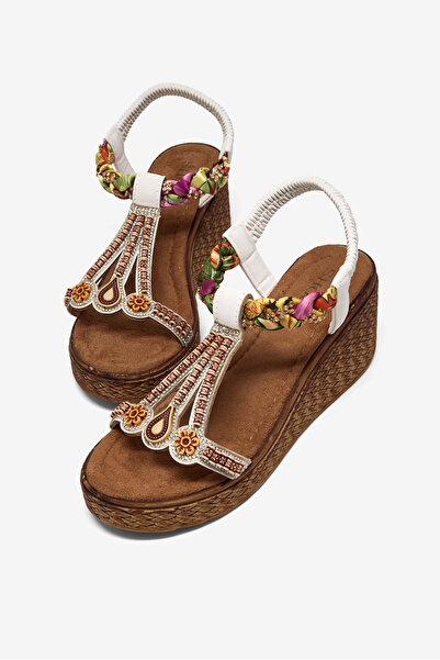 Tonny Black Women's White High-Top Sandals with Scarf Detail and Stones