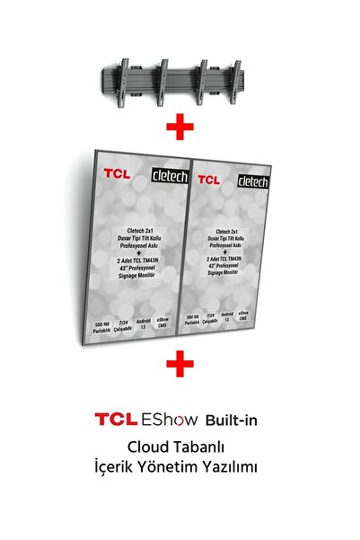 TCL Tmn 43” 2x1 Digital Menüboard Paketi | Profesyonel Signage Ekran Sistemi