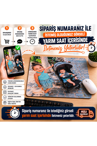 batcell Fotoğraf Baskılı Kişiye Özel Oyuncu ve Ofis Mouse Pad 48x40 ve 40x30 cm