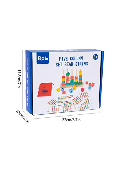 OEM Joc educativ de stivuire cu 5 coloane din lemn, Bead String
