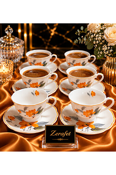 Kezze Elegance Rose 6'lı Porselen Kahve Fincan Takımı