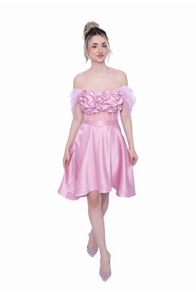 Lila Pink Accent Dress Set: Corset & Short Skirt & Veil