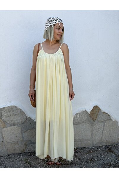 SİSTA MODA 3173 Strap Adjustable, Lined, Long, Cotton Dress