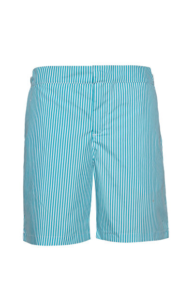 TOOSALTY Men's Striped Zippered Belted Swim Shorts with Pockets Mesh Lining Q...